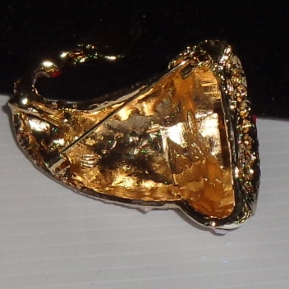 SANTA HAT CHRISTMAS Pin or Pendant CRYSTAL with ENAMEL Accents Boxed - Picture 4 of 4